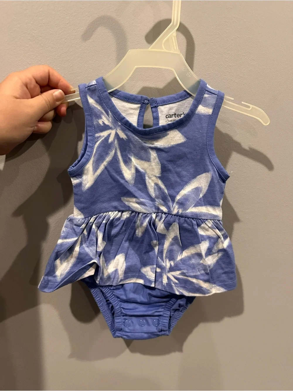 Carter's Blue and White Floral Peplum Bodysuit
